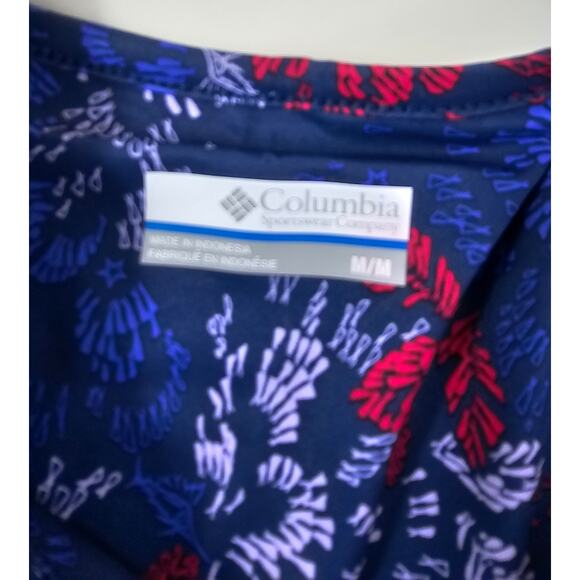 Columbia Womens red white blue floral omni freeze golf performance midi dress M - Picture 6 of 9